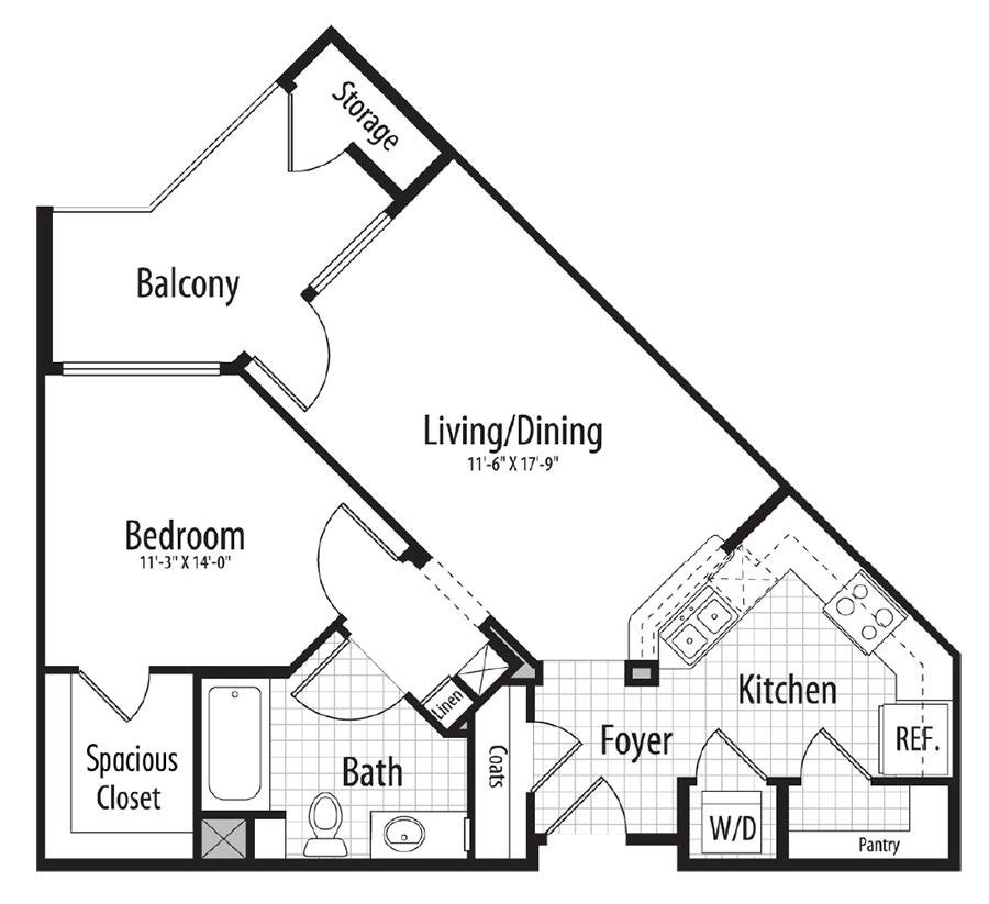 One bedroom floor plan